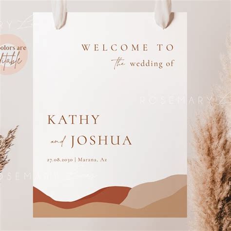 Juniper Arched Boho Wedding Welcome Sign Template Terracotta Etsy