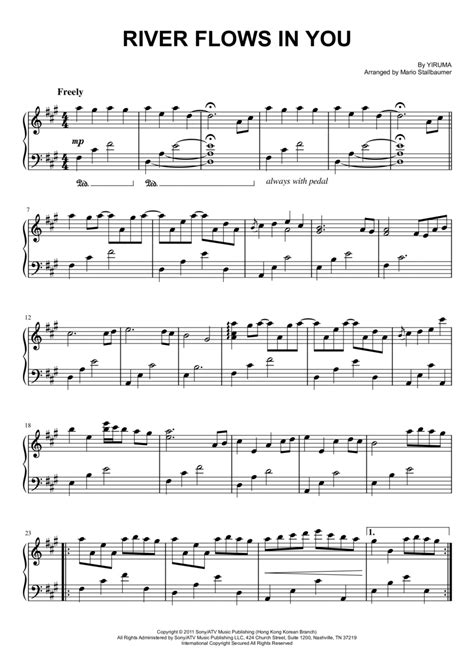 Piano Sheet Music The River Flows In You At William Williamson Blog