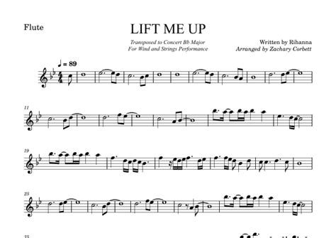 Lift Me Up Arr Zachary Corbett By Rihanna Sheet Music For Flute Solo