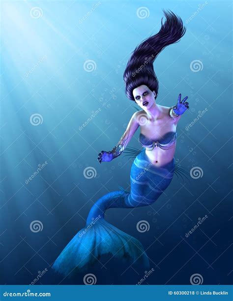 Demon Mermaid Undersea stock illustration. Illustration of monster ...