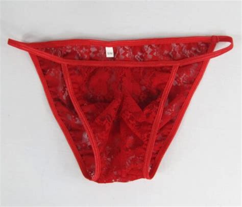 K G Men S String Bikini Contoured Pouch Stretchy Lace Floral Ebay