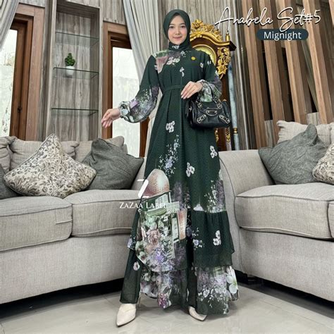 Jual Zazaa Label Anabela Set Gamis Dewasa Ceruty Babydoll Busui Motif