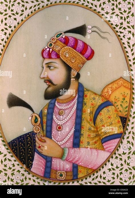 Mughal Emperor Shah Jahan Miniature Painting On Ivory Stock Photo Alamy