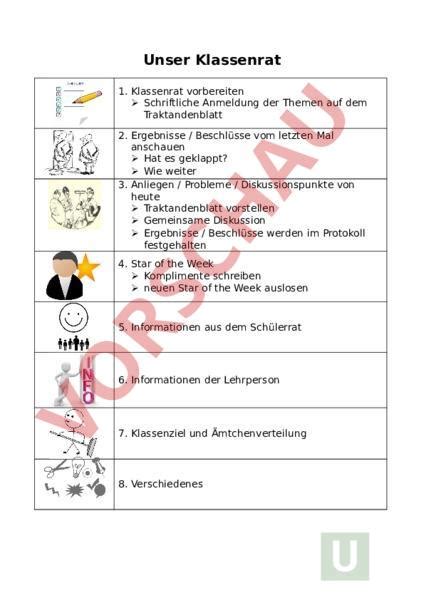 Arbeitsblatt Klassenrat Administration Methodik Anderes Thema