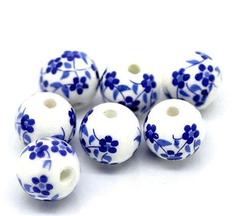 10 Ceramic Beads 12mm Simply Stunning Tones Of Dresden Blue Etsy