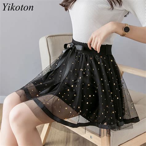 Mesh Skirt Women Sexy Mini Skirts Summer New Chic Ball Gown High Waist