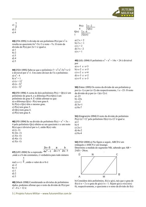 Exercicios Matematica Polinomios Pdf