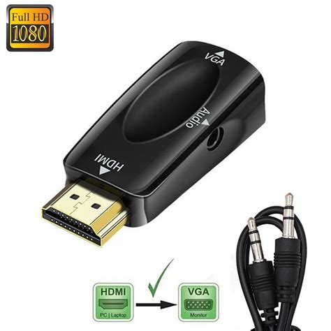 Compat Vel HDMI Para Conversor De Cabo VGA HD 1080P 3 5mm Interface