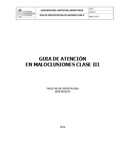 Guia De Atenci N En Maloclusiones Clase Iii