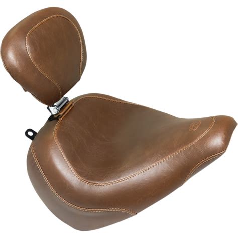 Mustang Wide Tripper Smooth Solo Seat With Backrest In Brown For 2018