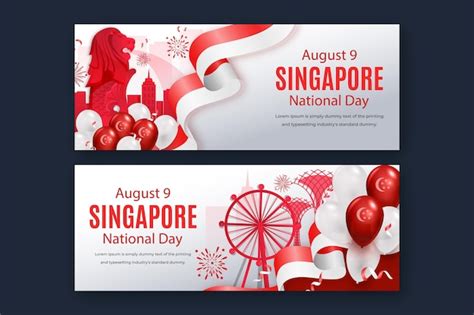 vector gradient singapore national day banners set