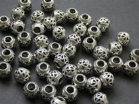 50 Pack Of 11x9mm Bicone Beads Detailed Bicone Metal Bead Metal