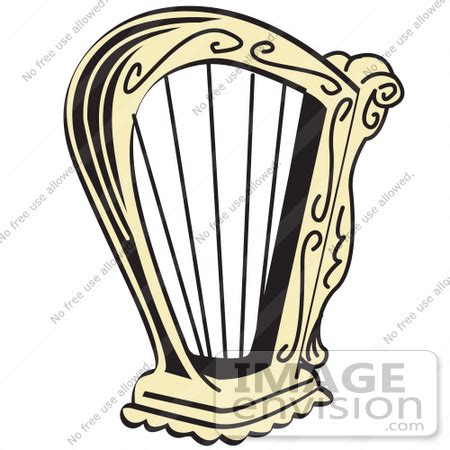 Royalty-free Cartoon Clip Art of a Golden Harp Instrument Over a White ...