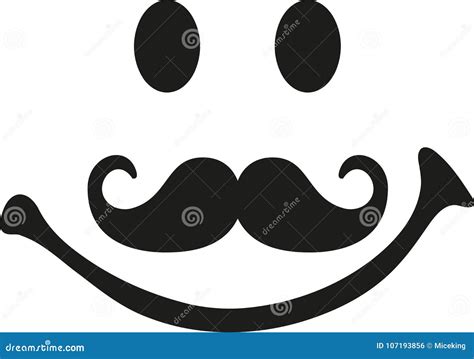 Smiley face with mustache stock vector. Illustration of vintage - 107193856