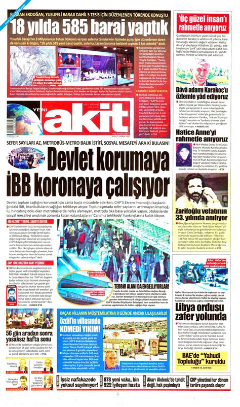 Yeni Akit Gazetesi Haziran Pazartesi