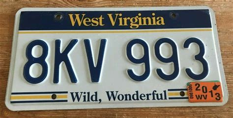 WEST VIRGINIA License Plate - 8KV 993 - WV plates tags w/ 2013 sticker ...