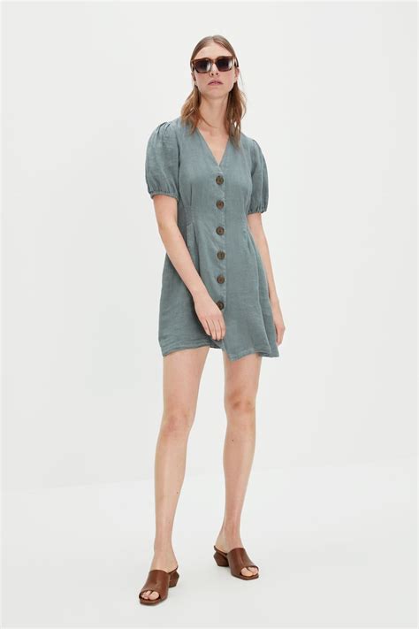 Image 1 Of BUTTONED LINEN DRESS From Zara Linen Dress Linen Clothes