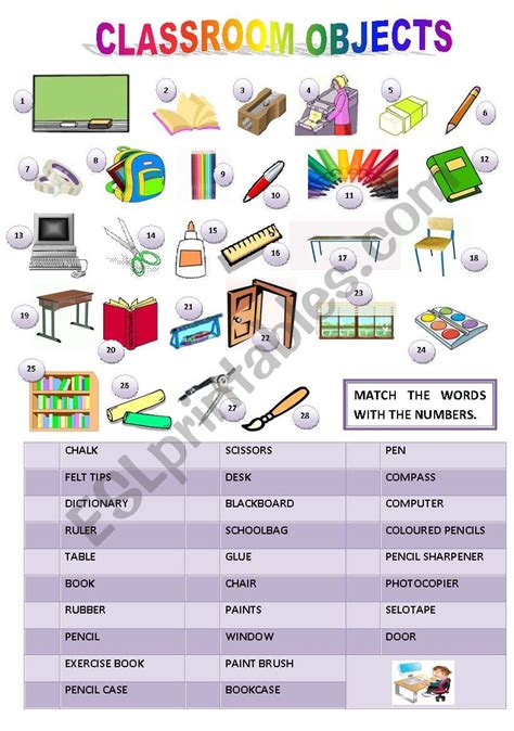 Classroom Objects Esl Worksheet By Sandytita Worksheets Library