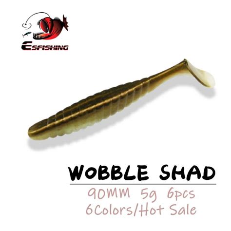 Esfishing New Soft Lure Fishing Bait T Tail Wobble Shad Mm G Pcs