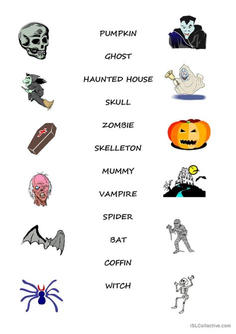 Halloween Vocabulary English Esl Worksheets Pdf And Doc