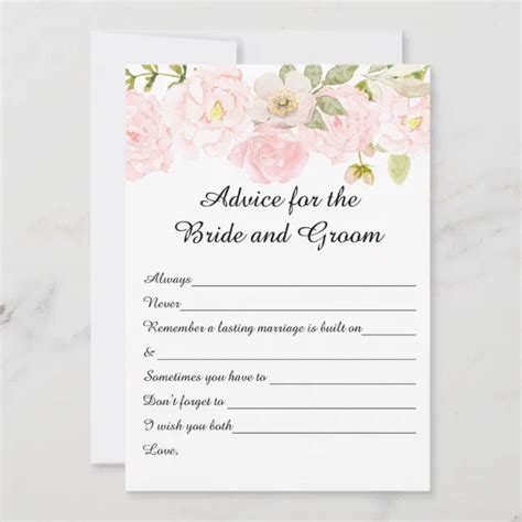 Floral Bridal Shower Advice Cards Zazzle