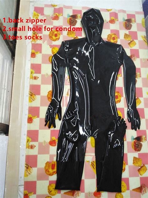 Latex Gummi Catsuit Full Cover With Toes Front Hole Latex Unitard Mm