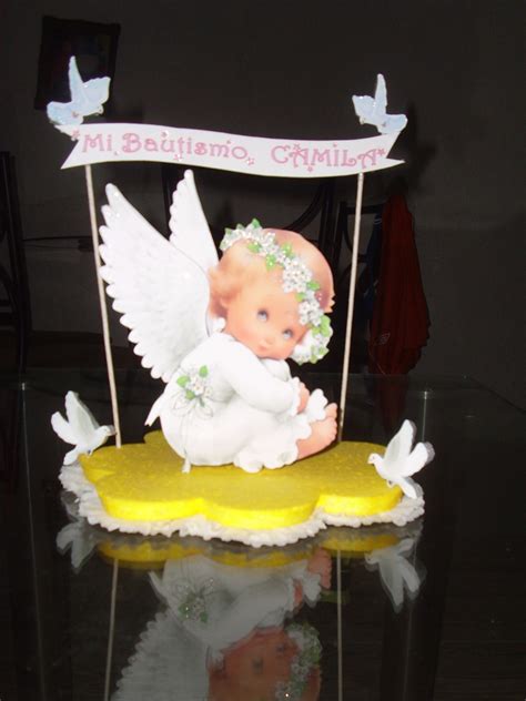 Adorno De Torta De Angelitos Para El Bautismo De 28cm X 22cm 230 00