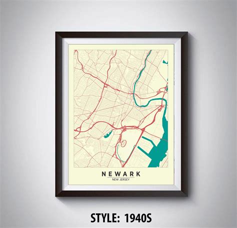 Map of Newark, NJ Newark Map Newark Poster Office Décor Wall Art Travel Map Newark Travel Map - Etsy