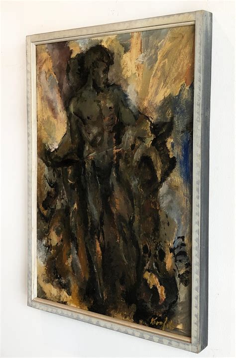 1950s Vintage Male Nude Study Oil Painting Signed For Sale At 1stDibs