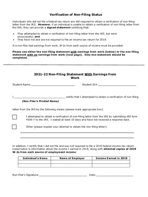 Fillable Online How Do I Request An IRS Verification Of Non Filing