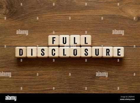 Full Disclosure Word Concept On Building Blocks Text Stock Photo Alamy