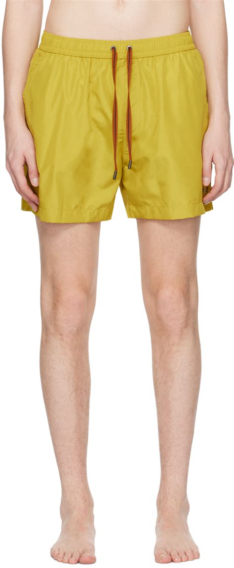 Zegna Yellow Drawstring Swim Shorts Ssense