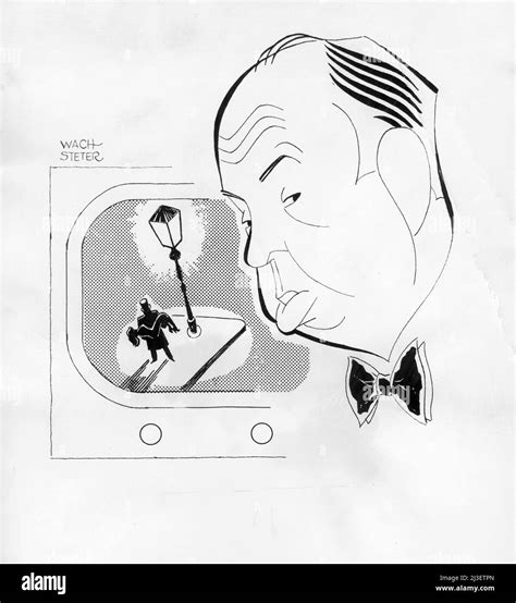 Caricature Of Alfred Hitchcock By George Wachsteter Publicity For The 1st Episode Of Alfred