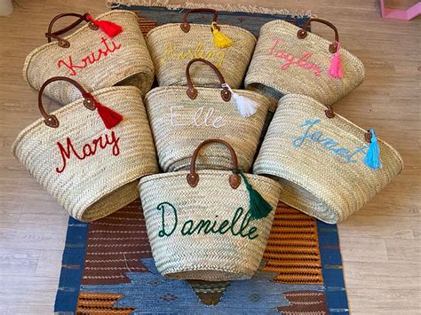 Monogrammed Baskets, Personalized Wedding Gift, Customized Bridal Bags Leather Handles ...