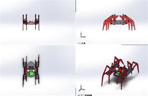 多足行走蜘蛛机器人结构3d模型图纸 Solidworks 附xt Step Igs Keryi