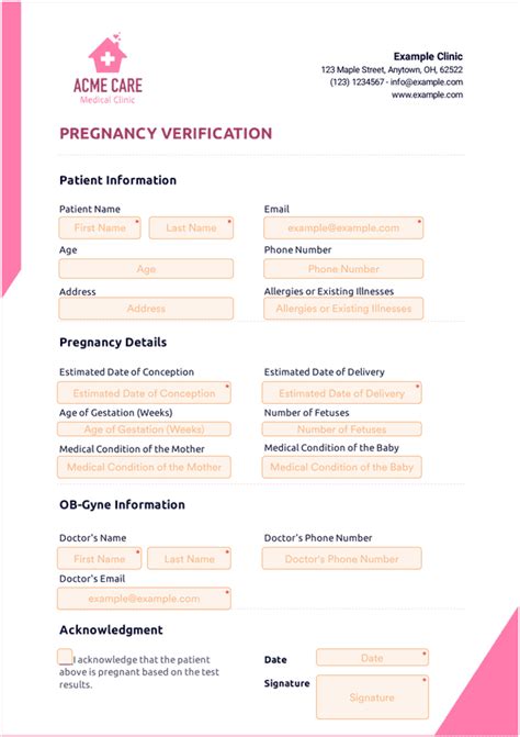 Positive Pregnancy Test Results Document