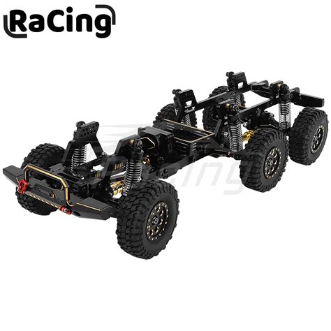 Brass Aluminum Metal 6x6 Rc Car Chassis Frame With Front Middle Rear Axles Gearbox Diy For