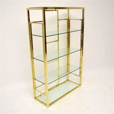 Retro Italian Brass Bookcase Cabinet Vintage 1970s Retrospective