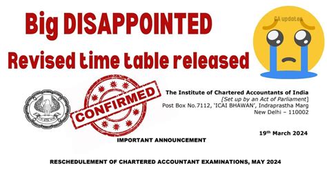 ICAI S REVISED TIME TABLE For All Students CA REVISED EXAMS DATES