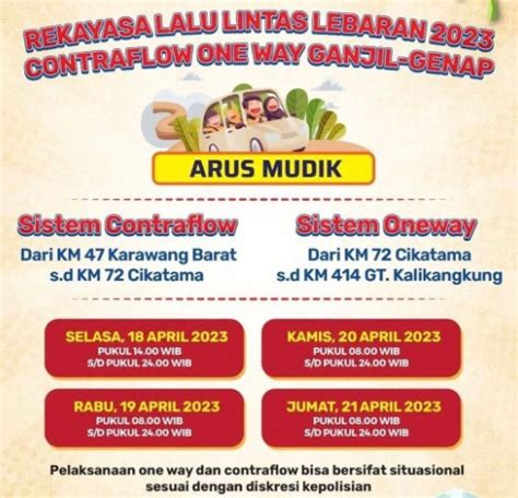 Info Jadwal Rekayasa Lalu Lintas One Way Arus Mudik Lebaran