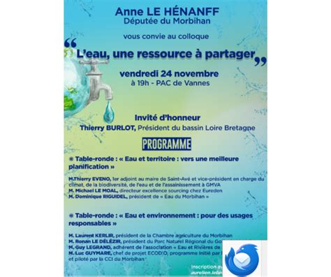 Colloque en soirée l eau en partage Vannes Eau et Rivières de