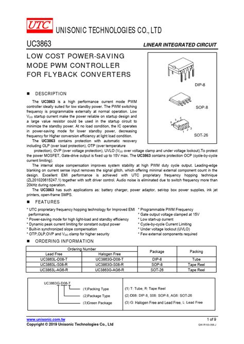 UC3843 PWM Controller IC Pinout Features Equivalent 57 OFF