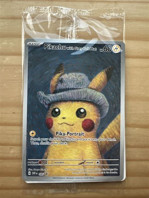 Mavin Pikachu with Grey Felt Hat Promo Card 085 Pokémon x Van Gogh