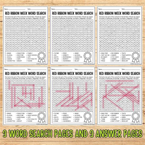 Drug Free Red Ribbon Week Word Search Puzzle Game Red Ribbon Week Activities Made By Teachers