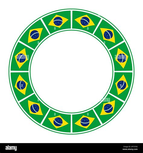 Flag of Brazil, circle frame, border made of repeated national flag ...