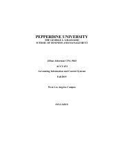 Acct Syllabus Pdf Pepperdine University The George L