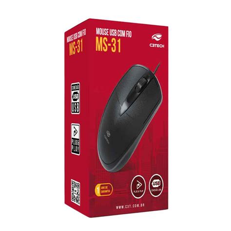 Equipamentos E Utens Lios Mouse Usb Preto Fio