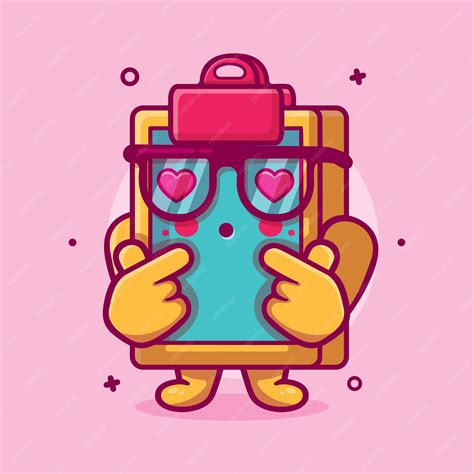 Mascote De Personagem De área De Transferência Kawaii Com Gesto De Mão De Sinal De Amor Desenho