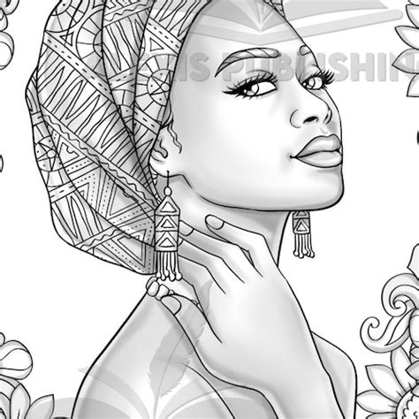 Anemone Adult Coloring Page Portrait Coloring Grayscale Etsy