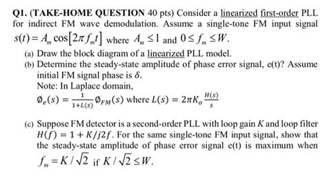 Solved Q Take Home Question Pts Consider A Linearized Chegg